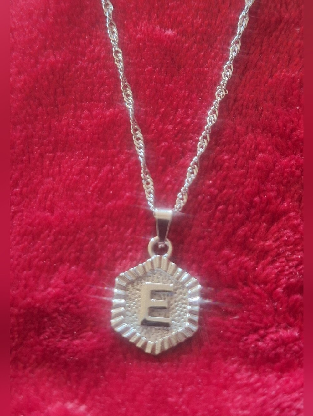 Oak & Ivy Boutique Stainless Silver Tone E Initial Adjustable Necklace NWOT